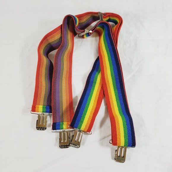 Rainbow Clip Suspenders Wide Elastic One Size - Picture 2 of 2